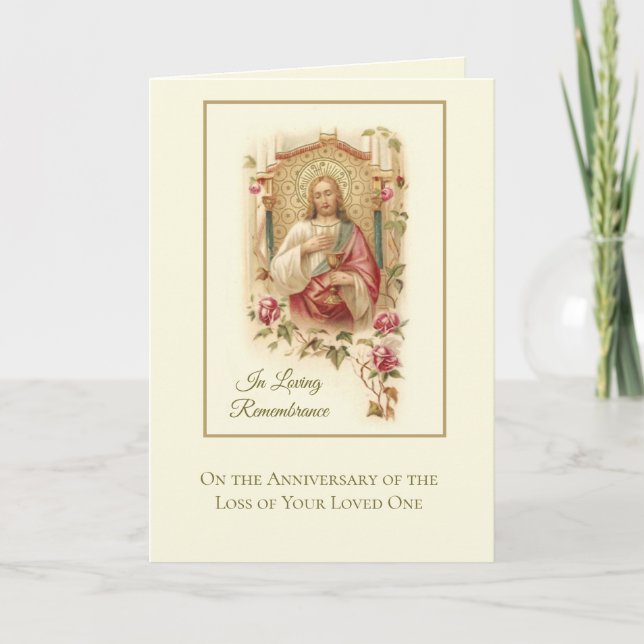 Carte Anniversaire Mort aimée Un Sacré Coeur Jésus (Devant)