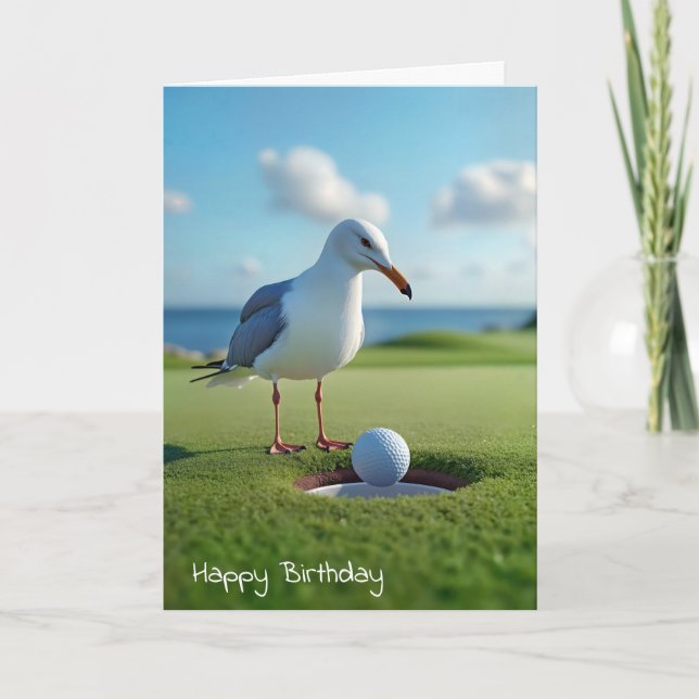 Carte Anniversaire Mouette avec balle de golf (Devant)
