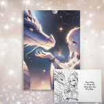 Carte Anniversaire mystique de l'Anime Girl et de son Dr<br><div class="desc">Carte d'anniversaire avec page de coloriage intérieure. Toutes deux sont des représentations d'une fille d'anime et de son dragon. Carte d'anniversaire d'imaginaire mystique.</div>