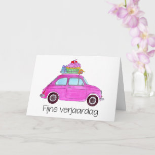 Carte Anniversaire néerlandais Retro Fiat 500