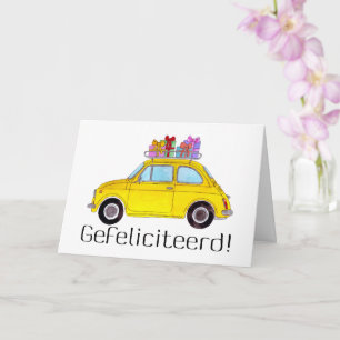 Carte Anniversaire néerlandais Retro Fiat 500