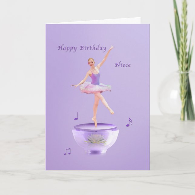Carte Anniversaire, Nièce, Boîte à musique Ballerina (Devant)