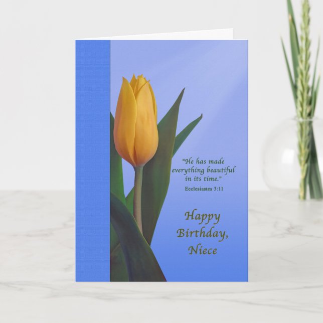 Carte Anniversaire, Nièce, Fleur de tulipe dorée (Devant)