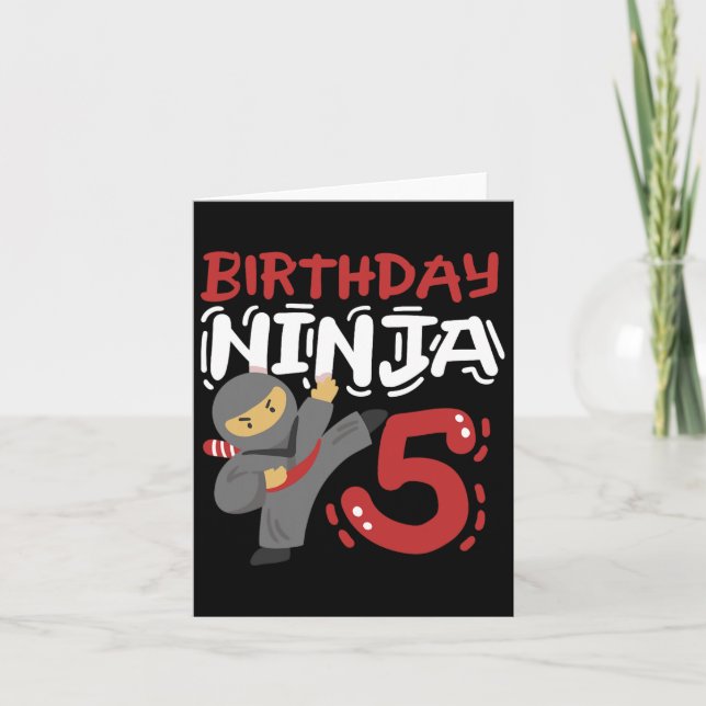 Carte Anniversaire Ninja 5 ans Karate Enfants 5e anniver (Devant)