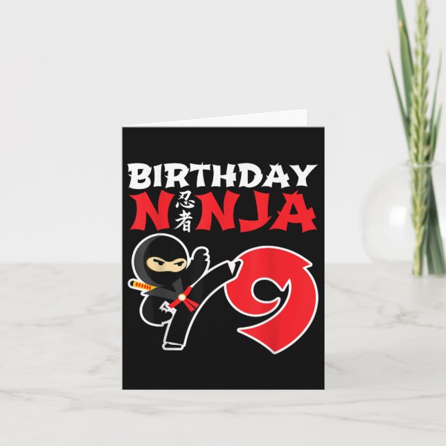 Carte Anniversaire Ninja - 9 ans Ninja Party - Anniversa (Devant)