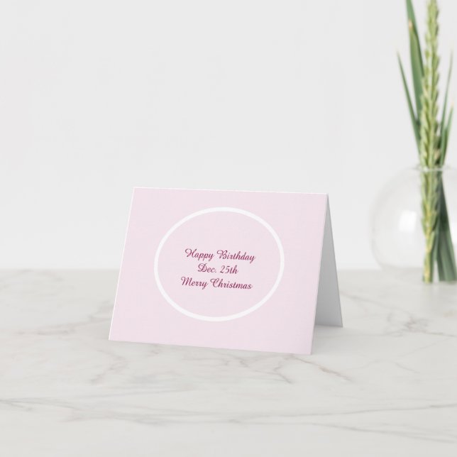 Carte Anniversaire Noël rose  (Devant)