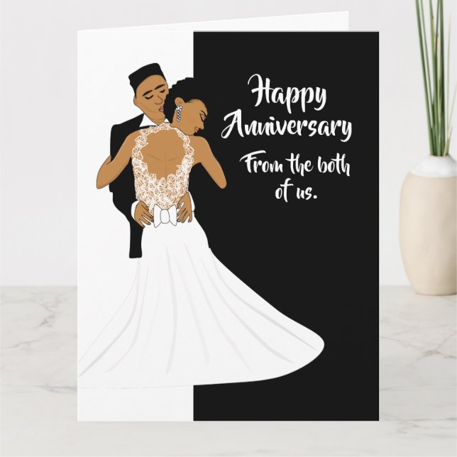 Carte Anniversaire noir et blanc des couples afro-améric (Devant)