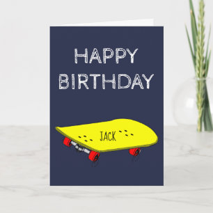Carte Anniversaire nom personnalisable Cool skateboard j