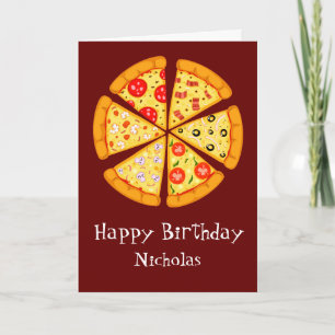 Carte Anniversaire Nom personnalisé avec pizza