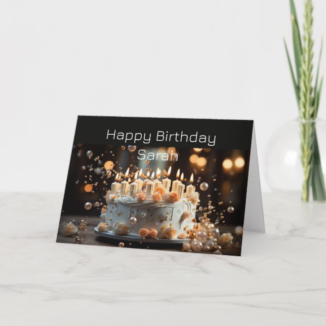 Carte Anniversaire Nom personnalisé Beaucoup de gâteau a (Devant)