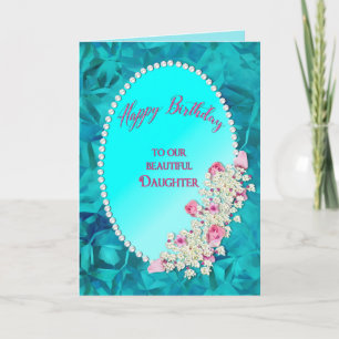 Carte Anniversaire - notre fille - ovale perlé avec des