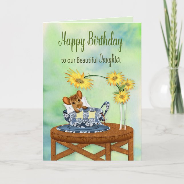 Carte Anniversaire - Notre fille - Souris en Tea Cup Rep (Devant)