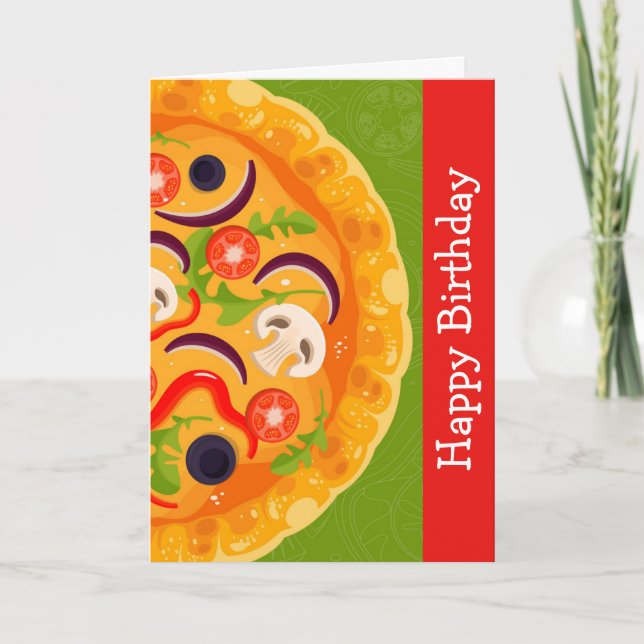 Carte Anniversaire nourriture colorée amoureux de pizza  (Devant)