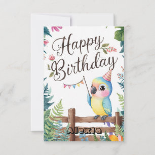 Carte Anniversaire numérique de Little Editable Parrot