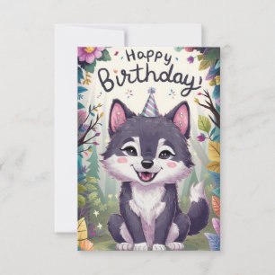 Carte Anniversaire numérique du loup de charme magique