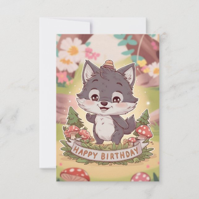 Carte Anniversaire numérique du loup de rêve (Devant)
