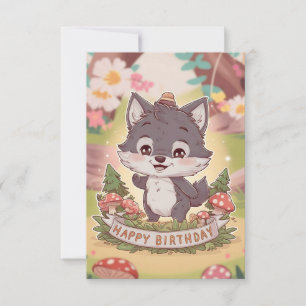 Carte Anniversaire numérique du loup de rêve