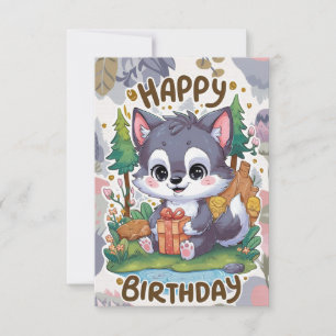 Carte Anniversaire numérique du loup de rêve