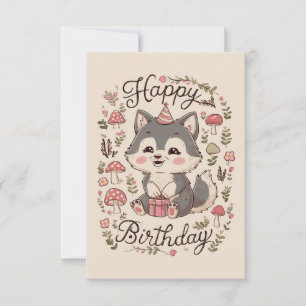 Carte Anniversaire numérique du petit loup de charme