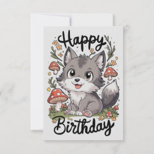 Carte Anniversaire numérique du petit loup enchanté
