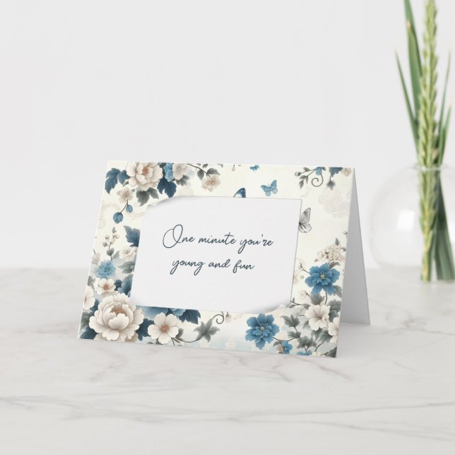 Carte Anniversaire Obtenir un vieil Humour Bleu Chinoise (Devant)