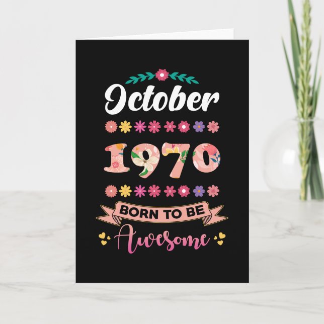 Carte Anniversaire Octobre 1970 Femme cadeau (Devant)