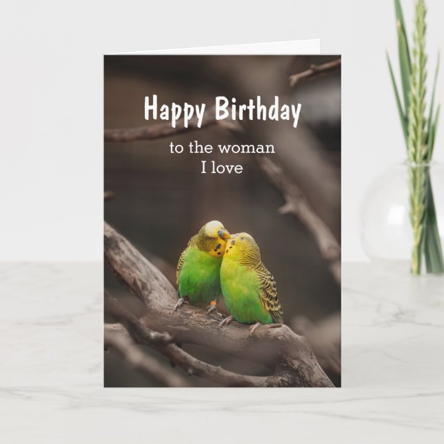 Carte Anniversaire Oiseau Bouddha Épouses Parakeet femme (Devant)