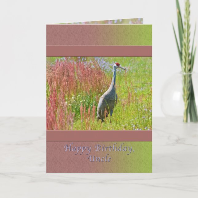 Carte Anniversaire, Oncle, Grue de Sandhill (Devant)