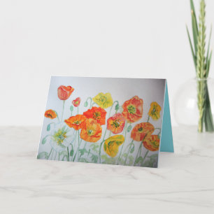 Carte Anniversaire Orange Poppies
