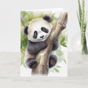 Carte Anniversaire Ours Panda Dans L'Arbre