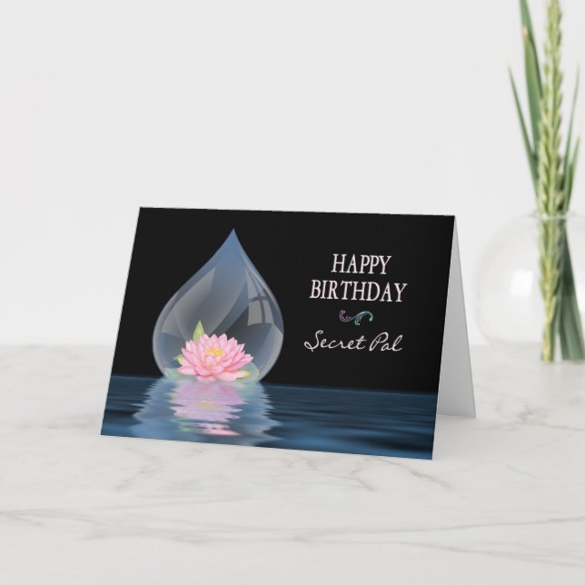 CARTE ANNIVERSAIRE - PAL SECRET - FLEURS LOTUS DANS L'EA (Devant)