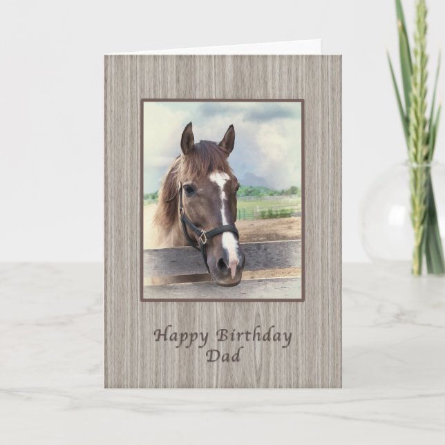 Carte Anniversaire, papa, Cheval Brown avec Bridle (Devant)