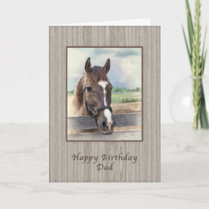 Carte Anniversaire, papa, Cheval Brown avec Bridle