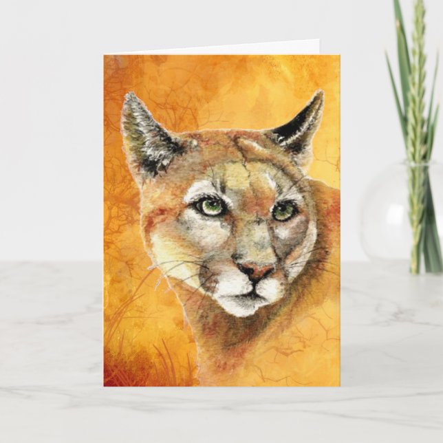 Carte Anniversaire Papa Cougar Mountain Lion Art animal (Devant)