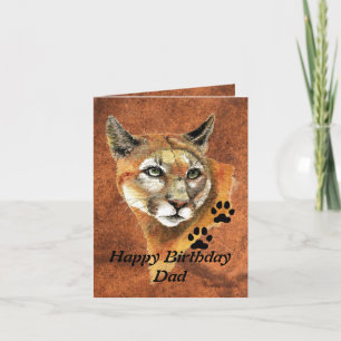 Carte Anniversaire papa Cougar, Puma, animal de lions de