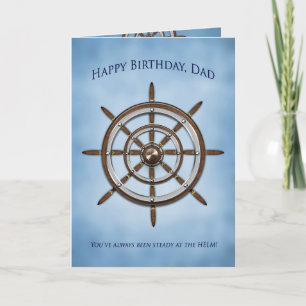 Carte Anniversaire, PAPA, la roue du bateau, barre