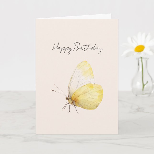 Carte Anniversaire Papillon Jaune (Petite plante)