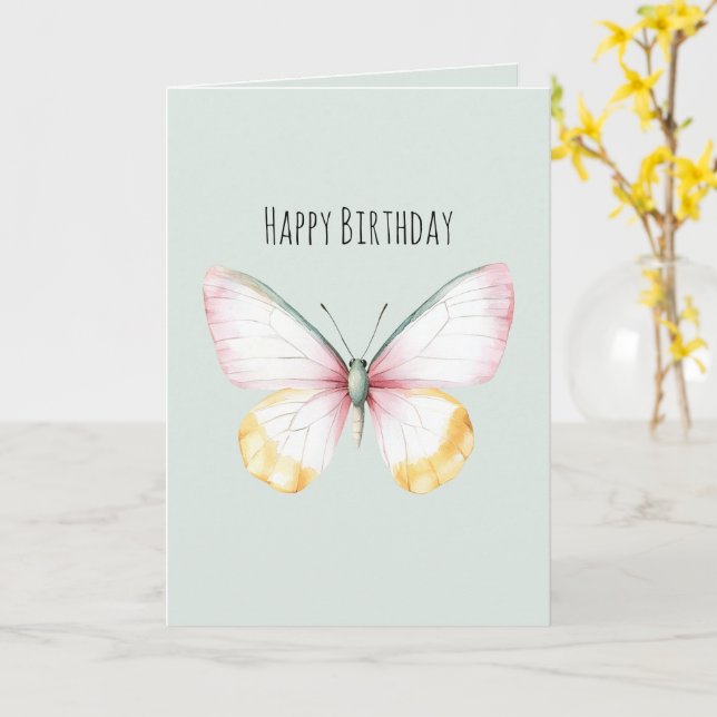 Carte Anniversaire Papillon Menthe Blanc Jaune Rose Sarc (Fleur jaune)