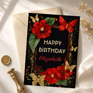 Carte Anniversaire Papillon Pivoine Rose