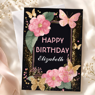 Carte Anniversaire Papillon Pivoine Rose