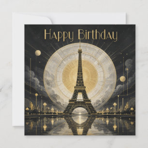 Carte Anniversaire Paris Tour Eiffel Déco Or