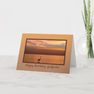 Carte Anniversaire, parrain, vue d'océan au coucher du