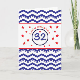 Carte Anniversaire patriotique 32 ans