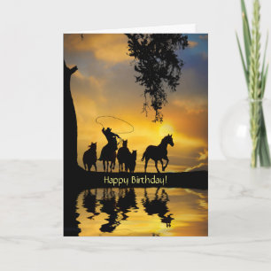 Carte Anniversaire Pays Western Cowboy Happy Trails