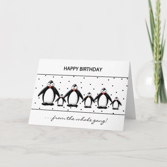 CARTE ANNIVERSAIRE - PENGUINS - DE TOUT GANG (Devant)