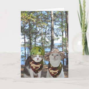 Carte Anniversaire Personnalisable Chasseur Amusant Chat