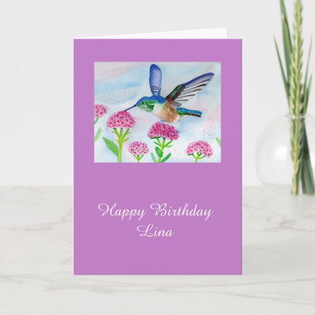 Carte Anniversaire personnalisable de colibri (Devant)