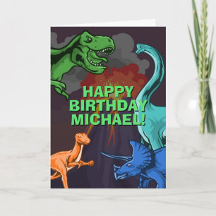 Carte Anniversaire personnalisable de dinosaure jurassiq