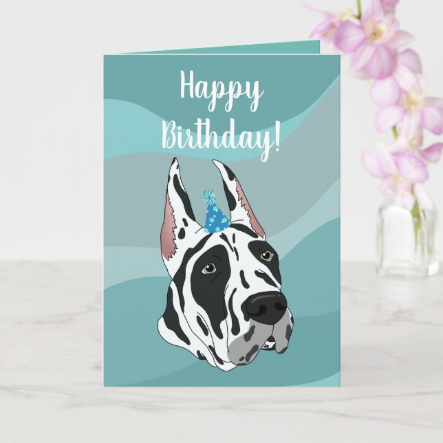 Carte Anniversaire personnalisable de Great Dane (Orchidée)
