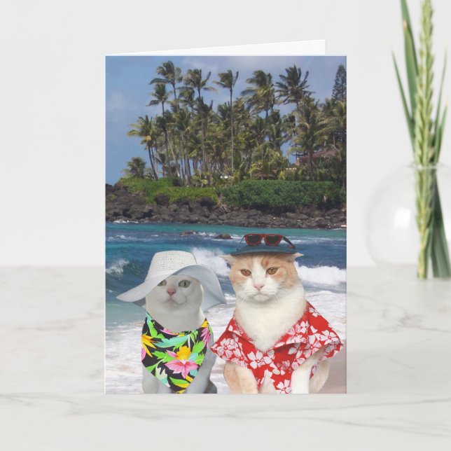 Carte Anniversaire personnalisable de Surfer Chats/Kitti (Devant)